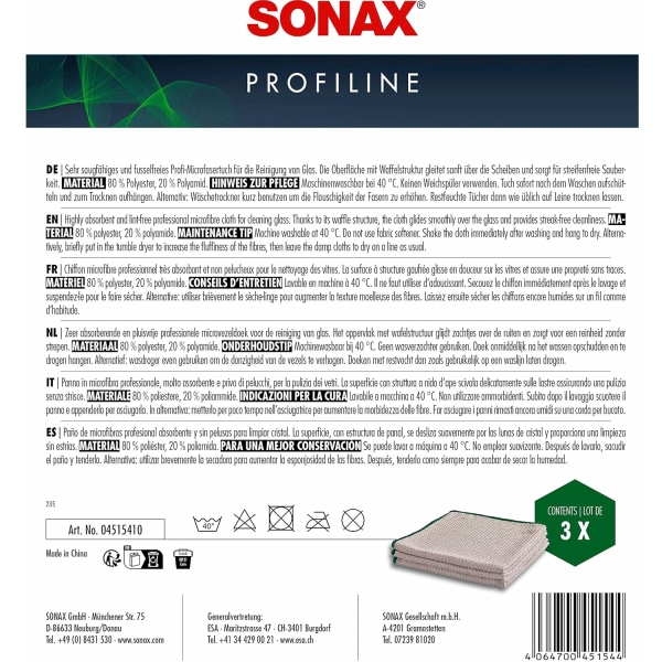 SONAX ProfiLine Microfasertuch Glas